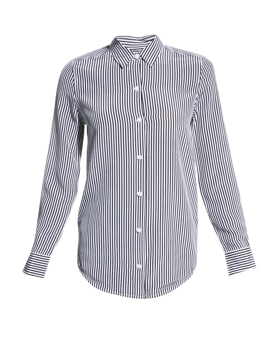 Essential Button-Front Striped Silk Shirt